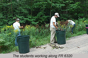 The students working along FR 6320